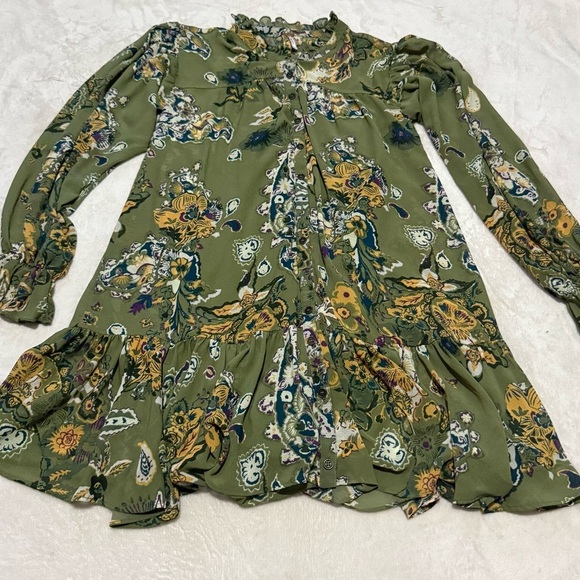 Free People Green and Orange Ruffled Tiered Sundress - Picture 4 of 9